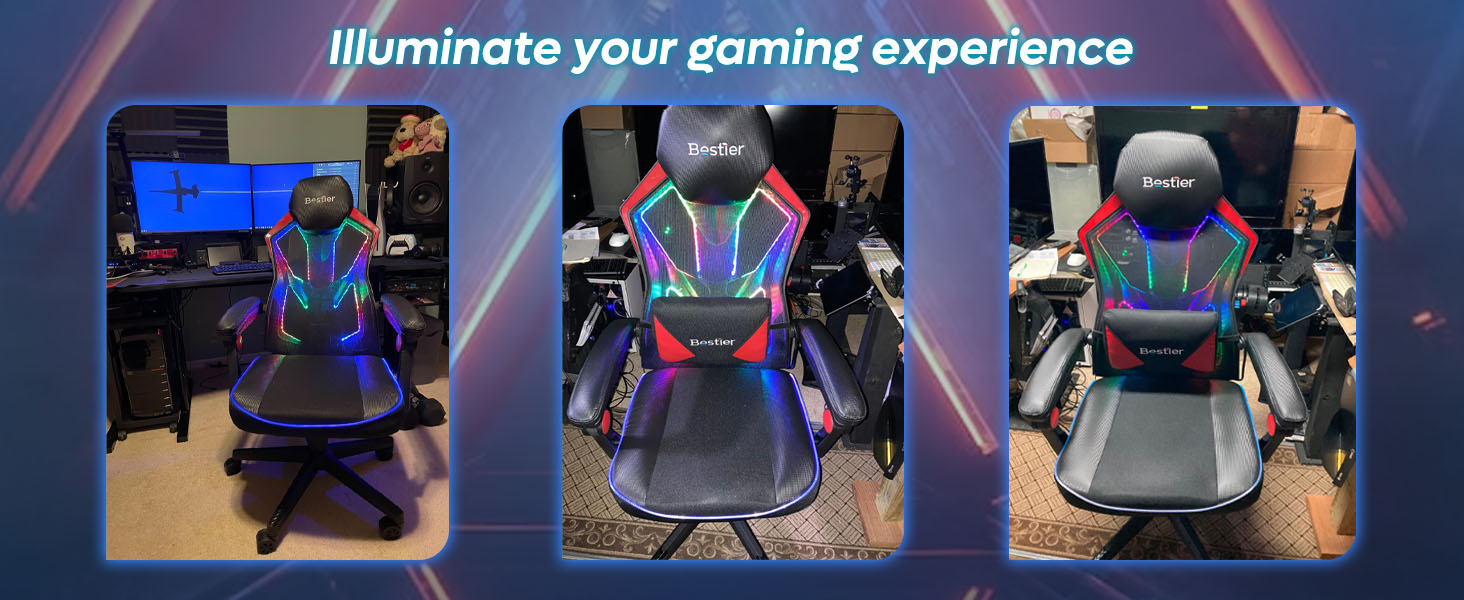 Fauteuil de gaming Bestier en tissu maille respirant à dossier haut