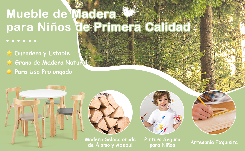  Juego de Mesa y Sillas para Niños