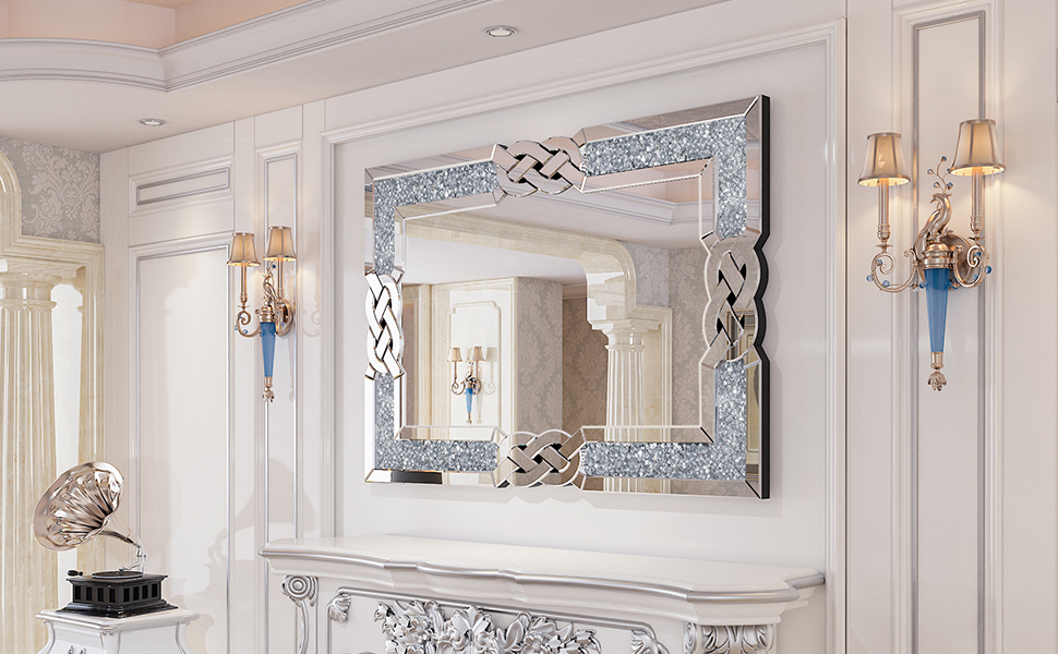 Miroir mural argenté