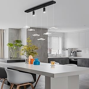 Siittoo Modern Pendant Lighting, Dimmable LED Modern Chandelier Kitchen Island Light Fixture 