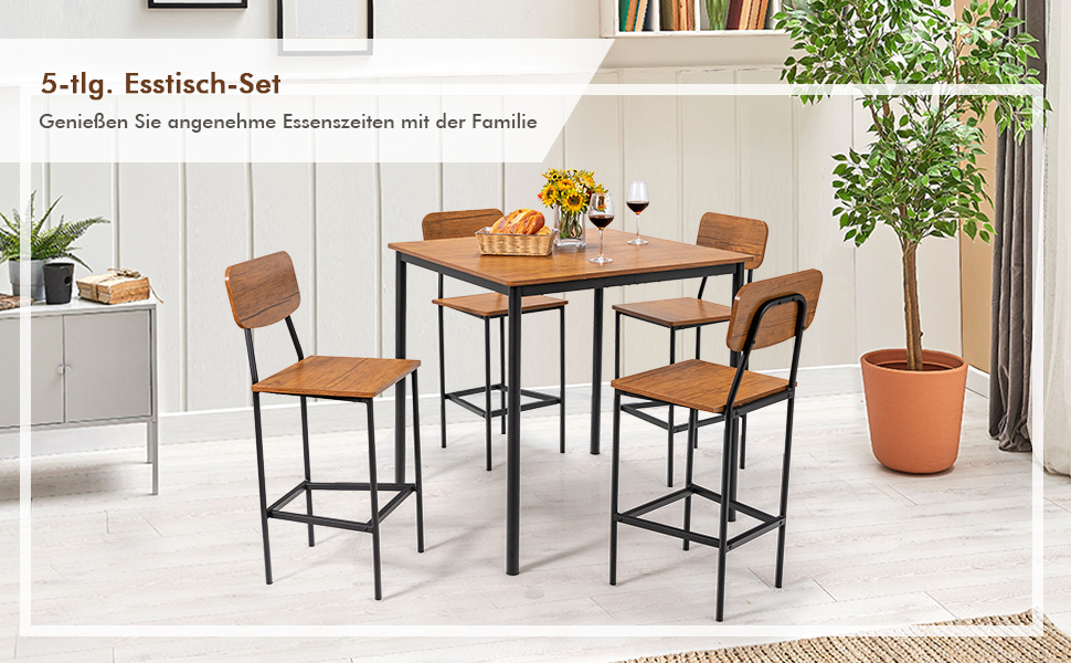 Esstisch mit 4 Barhockern