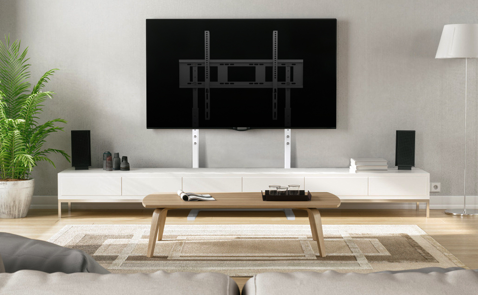 UNHO Supporto TV da Pavimento Bianco: Porta TV da Terra Stand TV