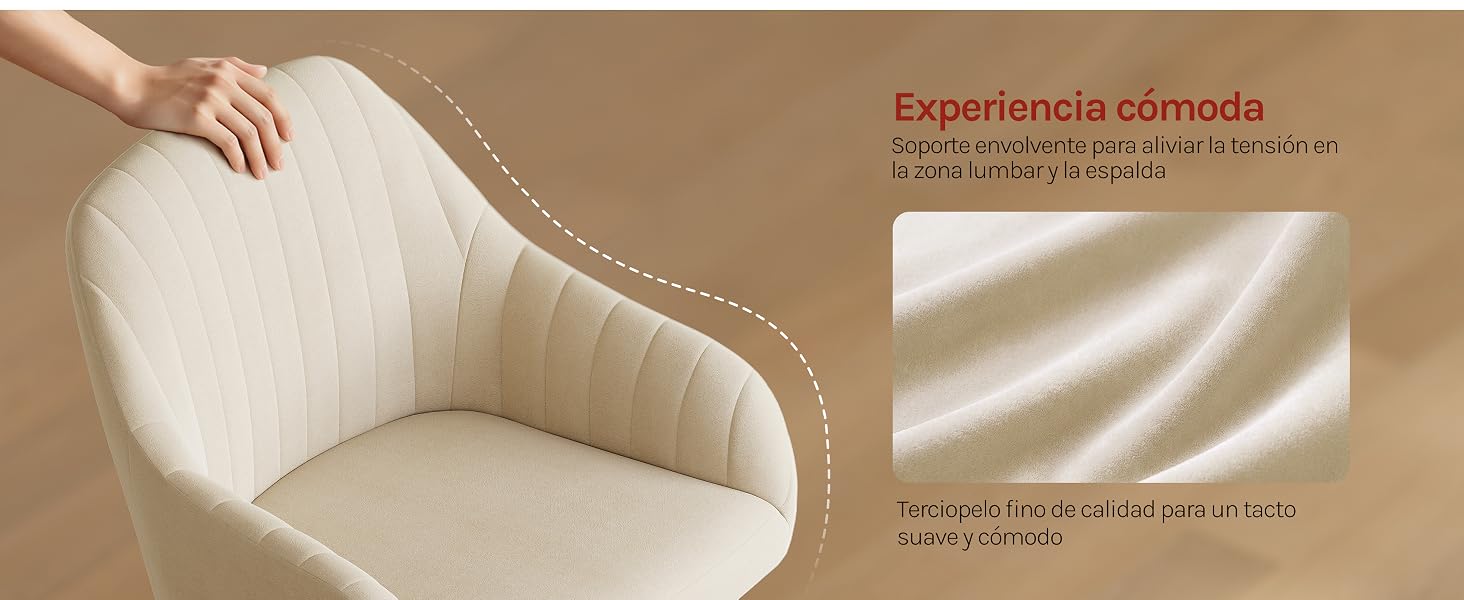 El texto dice «Artesanos experimentados» y «excelencia artesanal». Primer plano de un mueble curvo de color crema que muestra detalles de textura y colocación manual.