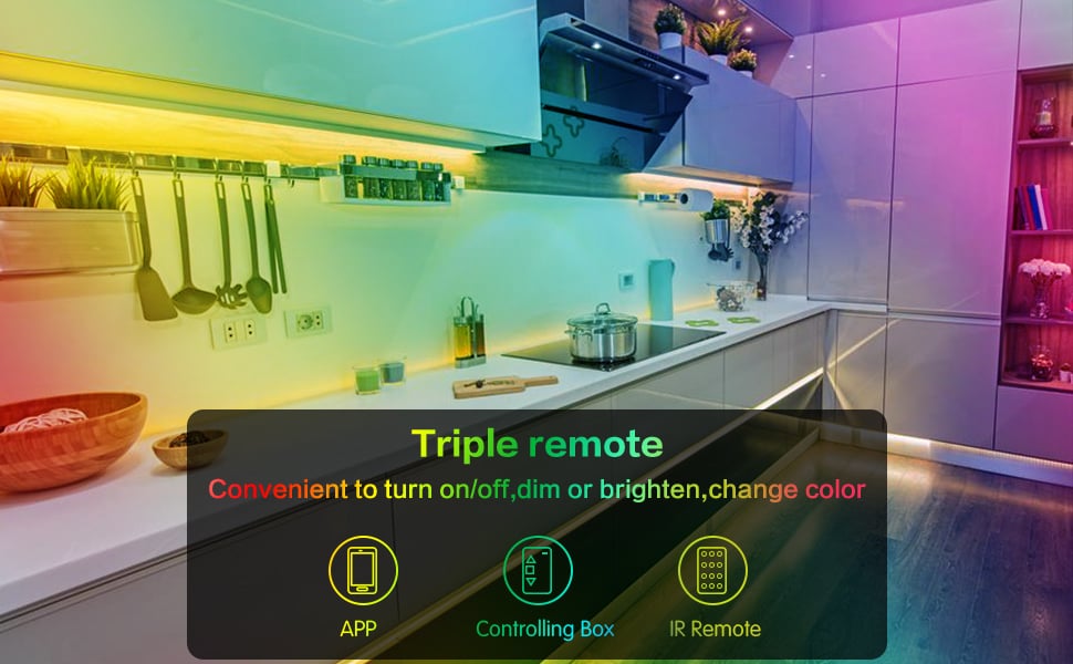 Ruban LED Smart WiFi Bande LED 5m 5050 RGB App Controle, IP65 étanche Bande  Lumineuse Flexible Multicolore avec Télécommande pour Maison Cuisine Télév
