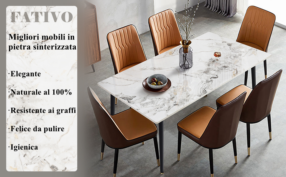 Tavolo da Pranzo Tavolo Cucina Marmo Rettangolo 120×70×76cm Soggiorno,  Bianco smeraldo freddo colore Pietra Sinterizzata