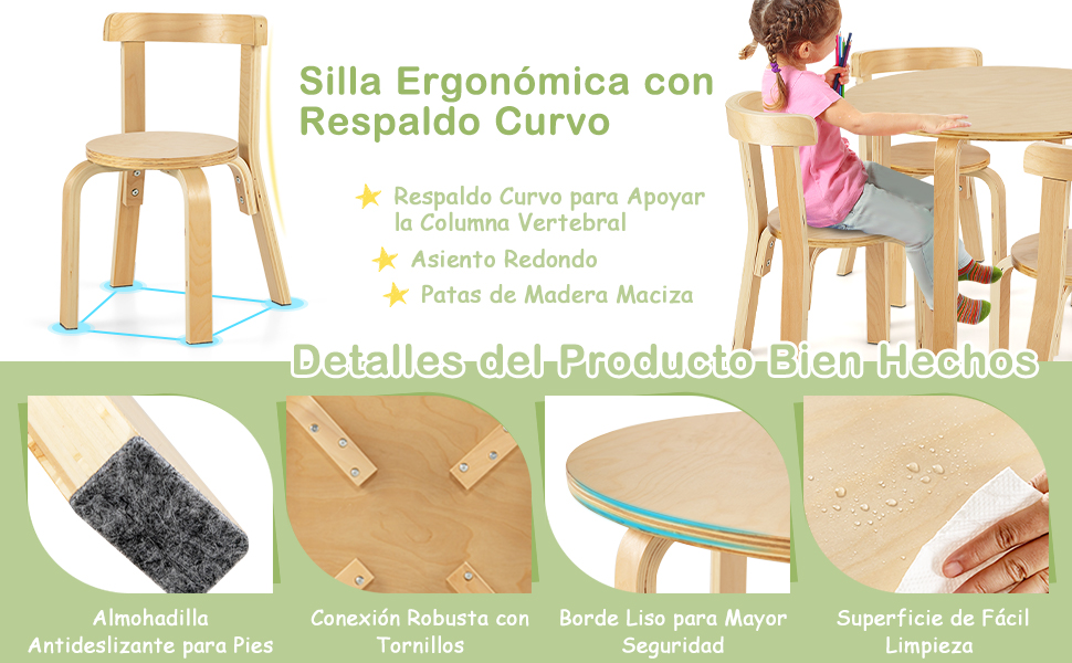  Juego de Mesa y Sillas para Niños