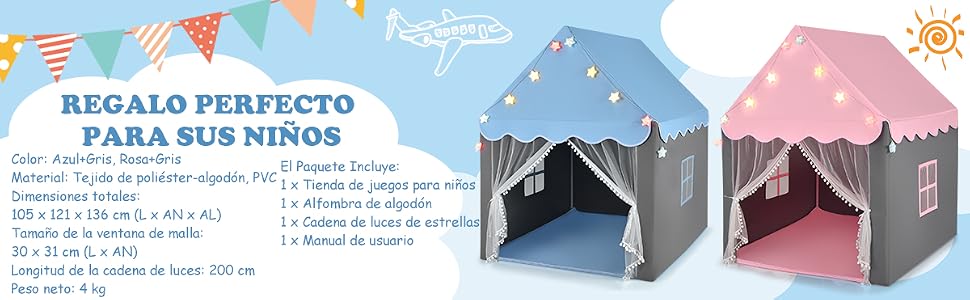 Carpa para Niños con Colchoneta Lavable