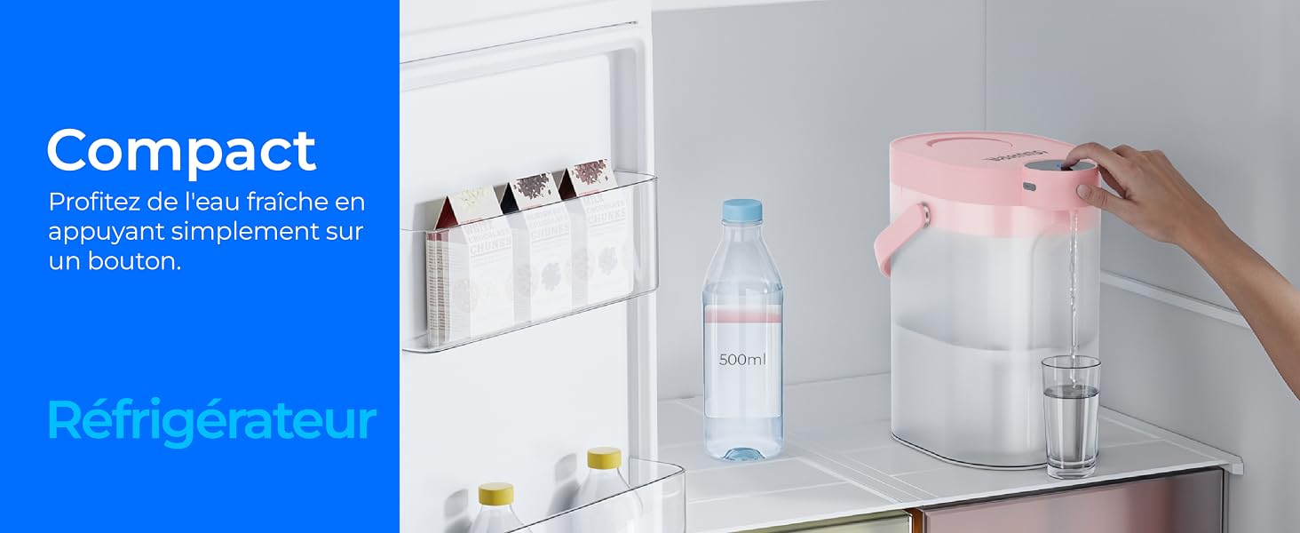 Profitez de l'eau fraîche en appuyant simplement sur un bouton.