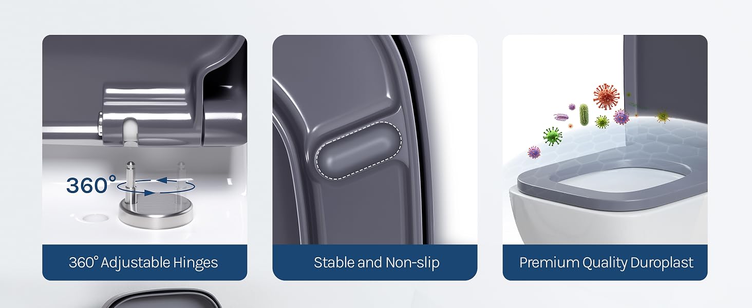 Text reads '360° viewing angle', 'lightweight design', 'ergonomic cushion'. Three product feature panels showing device display, ergonomic backrest design, and cushioned seating.