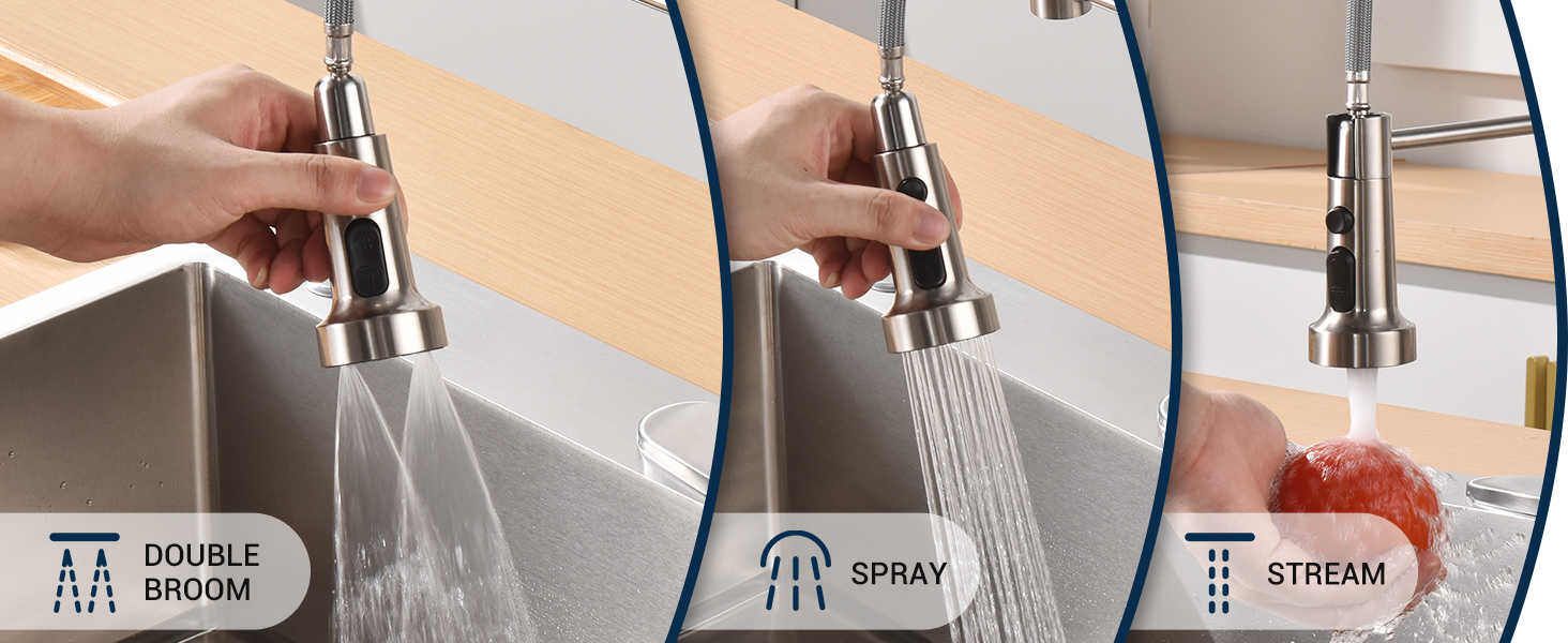 BLYLUND Kitchen Tap with Pull Down Sprayer Brushed Nickel Spring Tap