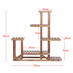 SPRINGOS Porta Piante da Interno in Legno 6 Ripiani Scaffale per Fioriere Esterno Supporto Portavasi Decorativo per Balcone Giardino Soggiorno