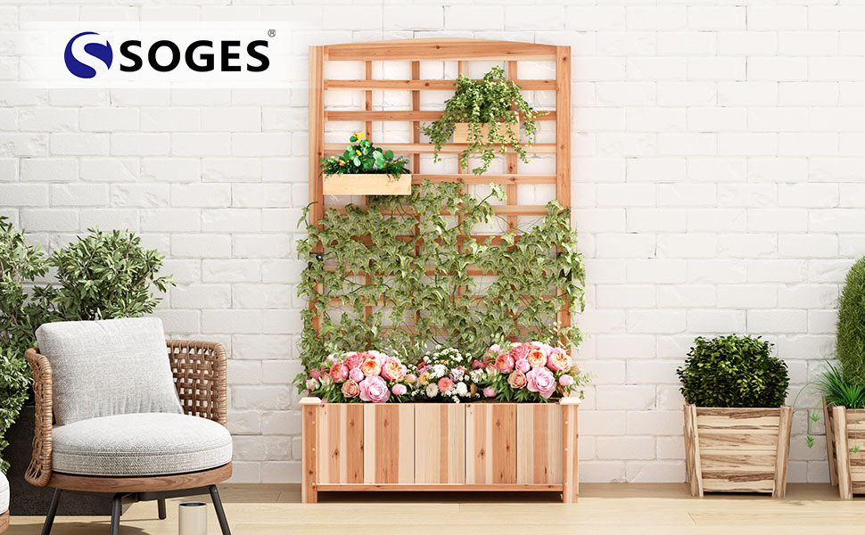raised garden bed privacy screen outdoor vertical garden planter