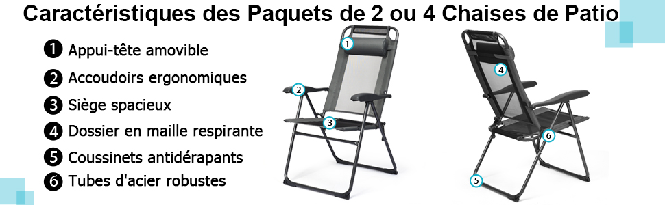 Lot de 2 Chaises de Jardin
