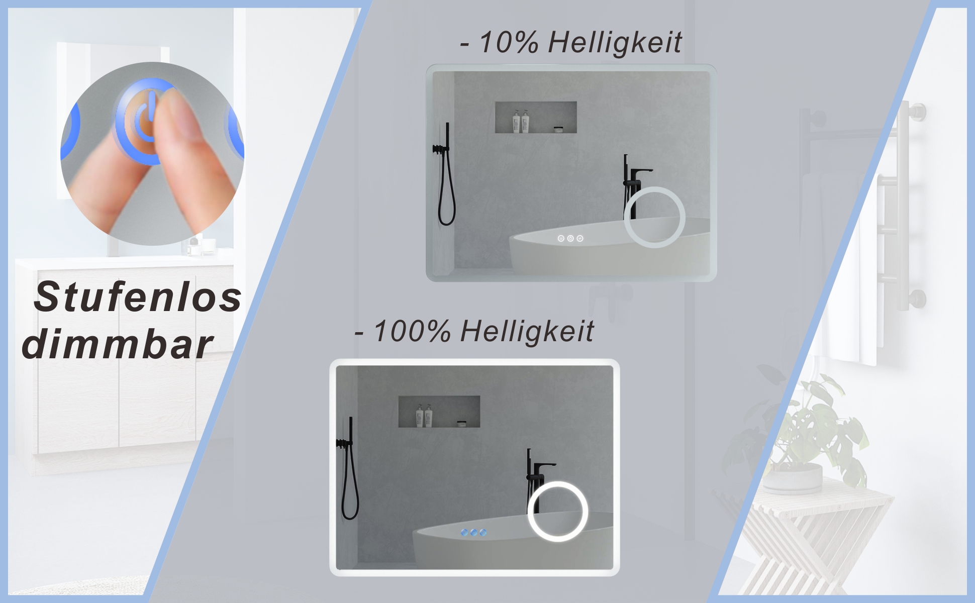 LED Badspiegel Beleuchtet mit Kosmetikspiegel 80x60cm BORAS Typ D