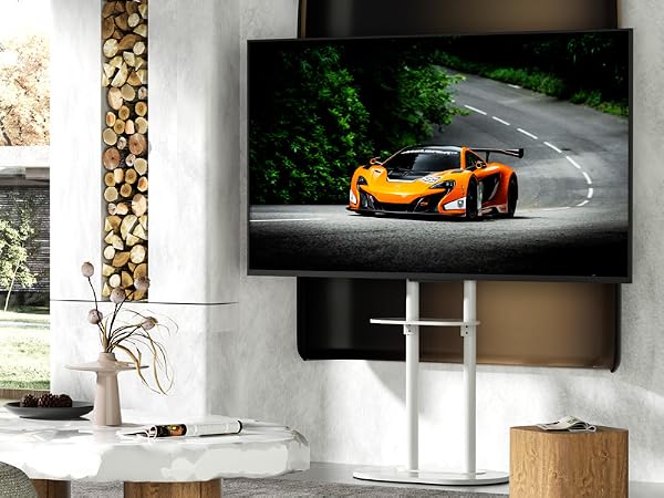 UNHO Supporto TV da Pavimento Bianco per 40-75 Pollici 