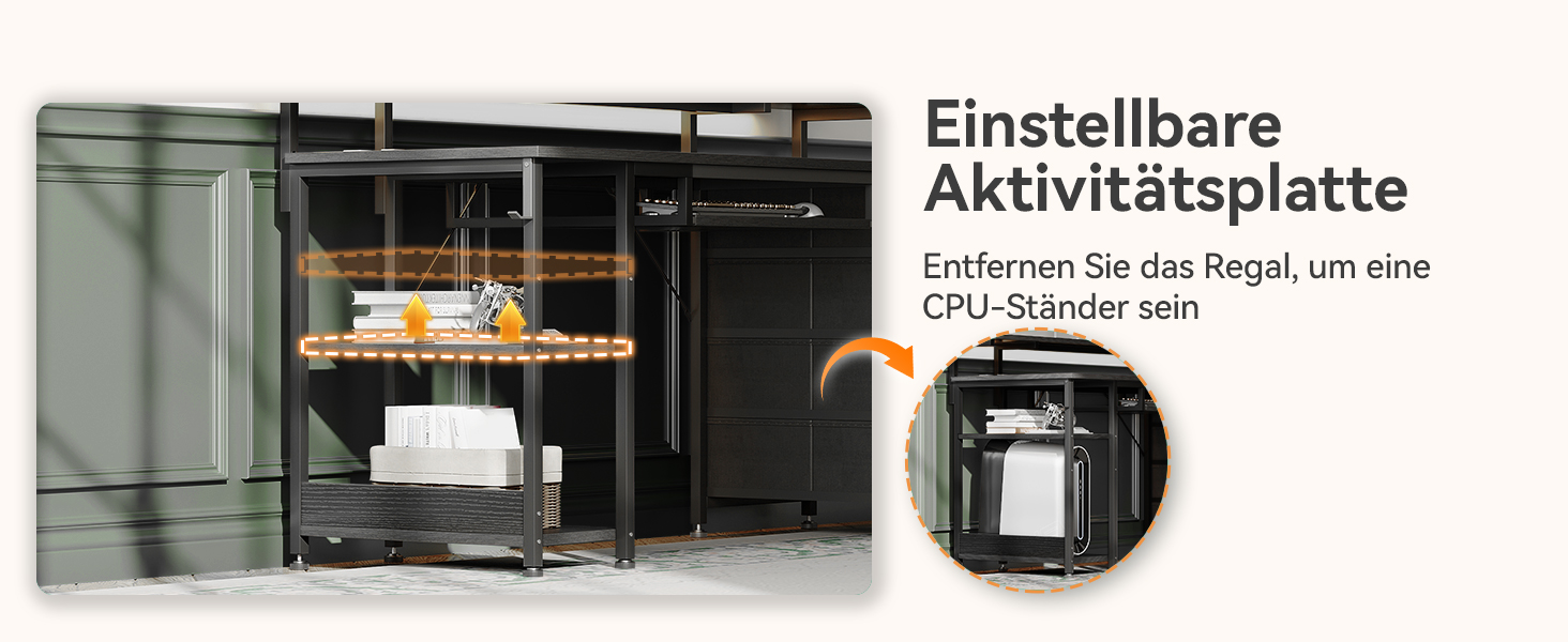 Nahaufnahme eines Ofeninnenraums mit verstellbaren Rosten, wobei die Funktion „Einstellbare Aktivitätsplatte“ hervorgehoben