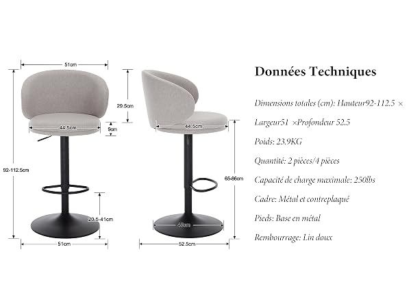 tabourets lot de 4