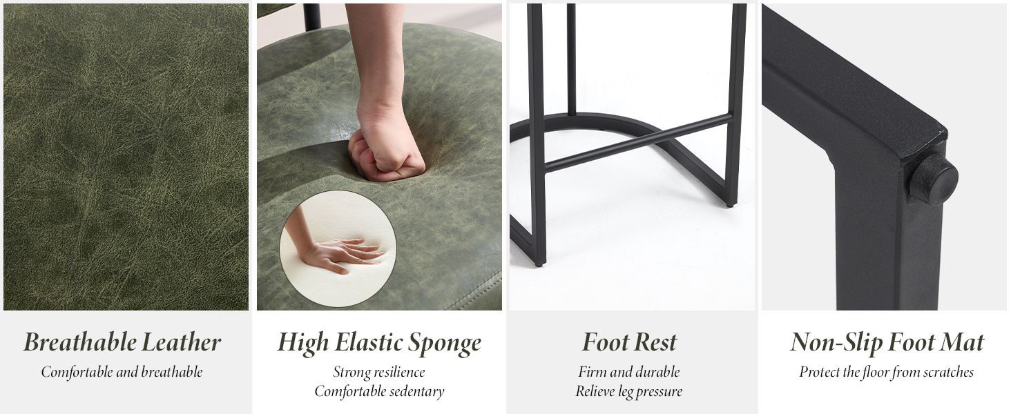 Text reads 'Breathable Leather', 'High Elastic Sponge', 'Last Belt', 'Non-Slip Foot Mat'. Product feature diagram showing layers and components of a footwear or mat product.
