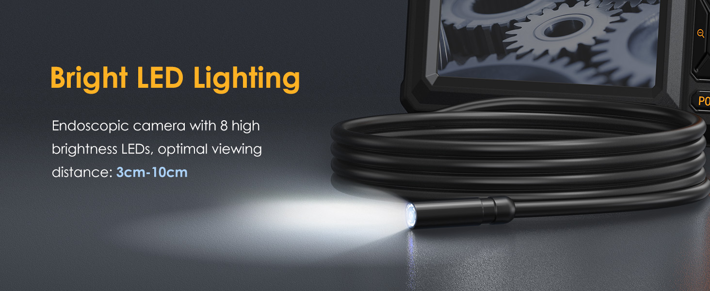 con illuminazione LED brillante Dispone di 8 LED ad alta luminosità e una distanza di visione ottimale da 3 cm a 10 cm. 