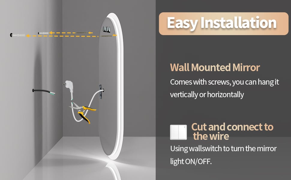 Miroir de salle de bain avec lumière LED rétroéclairée