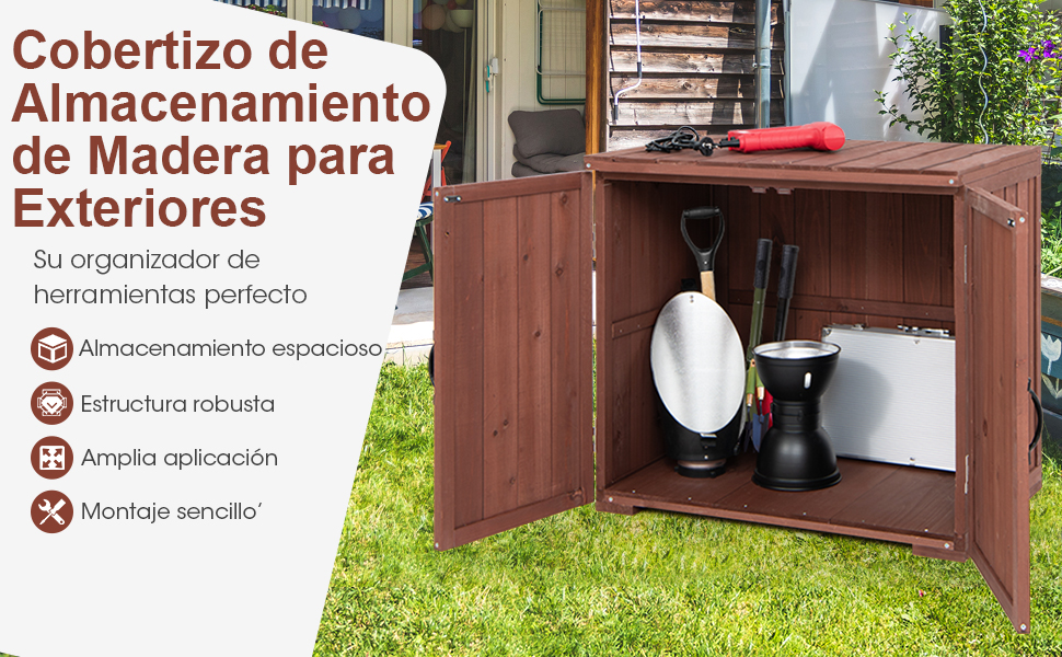 Armario de Almacenamiento de Madera para Jardín