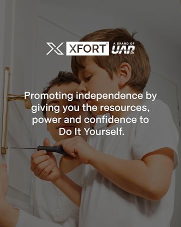 XFORT UAP logo over image of child using screwdriver. Text: 'Promoting independence by giving you the resources, power and confidence to Do It Yourself.'
