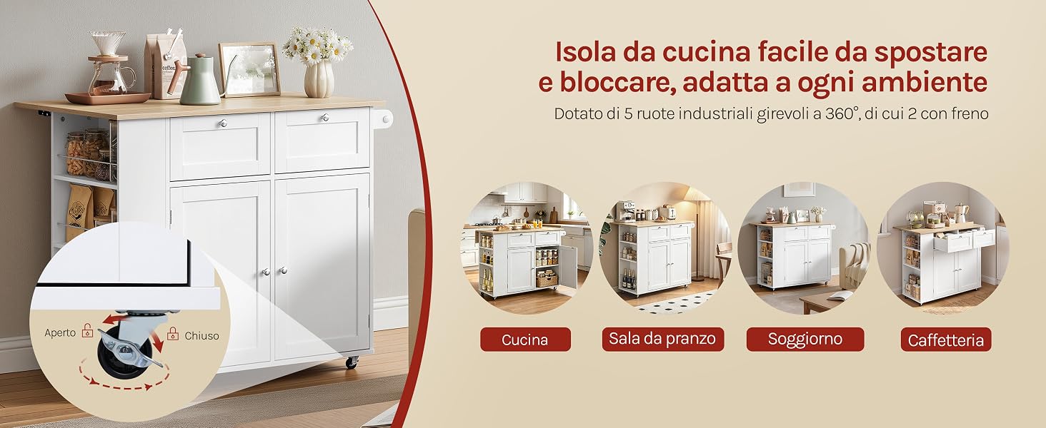 Il testo spagnolo recita «Nota de cocina 'holla' da espacios a tomas, colores y estilos diferentes». Scena della cucina che mostra un flacone spray bianco tra prodotti per la pulizia, contenitori e articoli per la casa disposti su uno scaffale.
