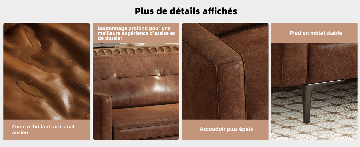 Canapé vintage en cuir marron