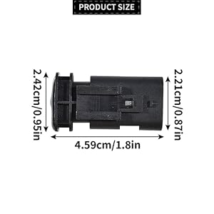 Technical diagram showing black cylindrical component with precise measurements labeled. Product appears to be a mechanical or electronic part with specific dimensions.