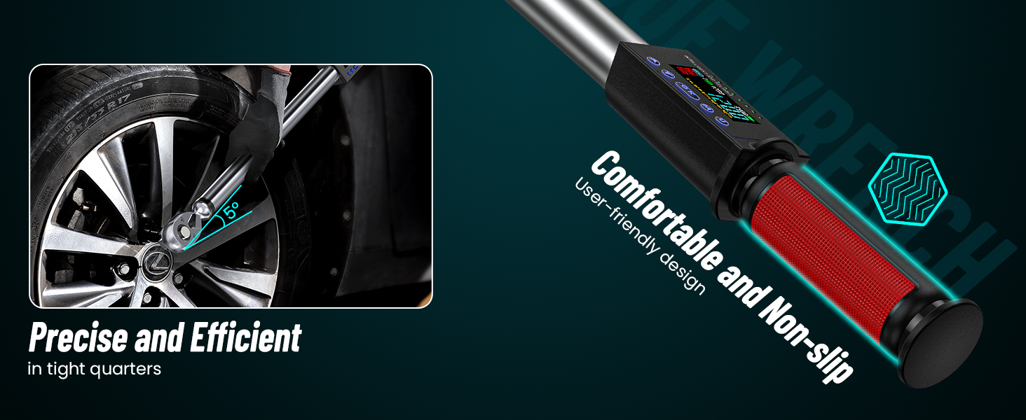 Geteiltes Bild, das Autoreifenwartungswerkzeug mit präziser Einstellbarkeit und ergonomischem rot-schwarzem Griffdesign zeigt.