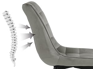 Ergonomic chair design diagram showing lumbar support alignment with spine illustration, demonstrating anatomical back support features.