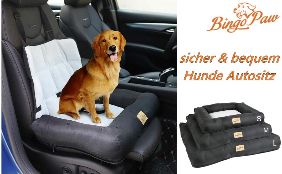 Hunde Autositz für kleine Hunde, 3-in-1 Hundesitz Auto Rückbank und Vorder,  Hundeautositz mit Sichereitsgurt, Wasserdicht rutschfest, S 56x43x10cm