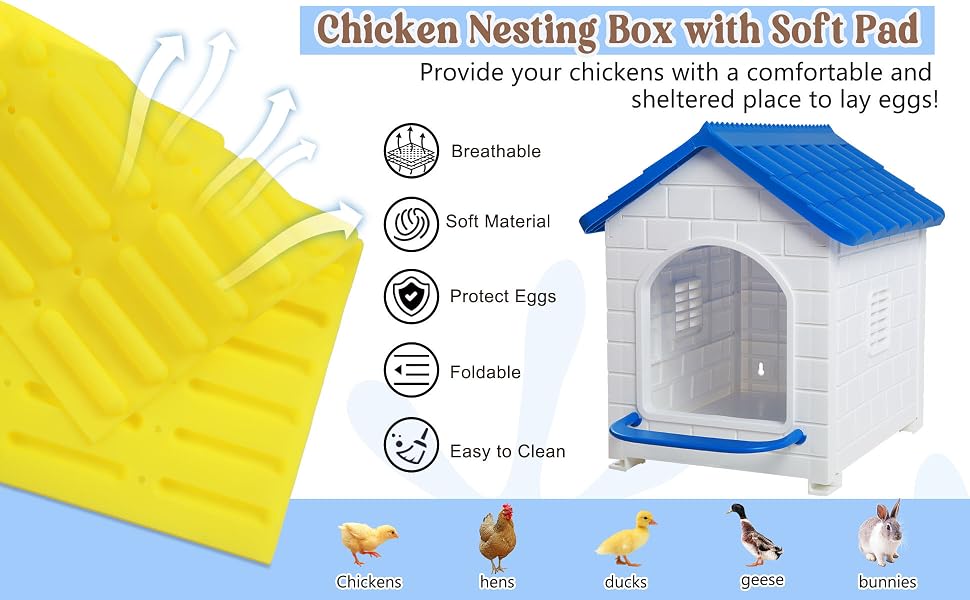 chicken nesting box with soft pad
