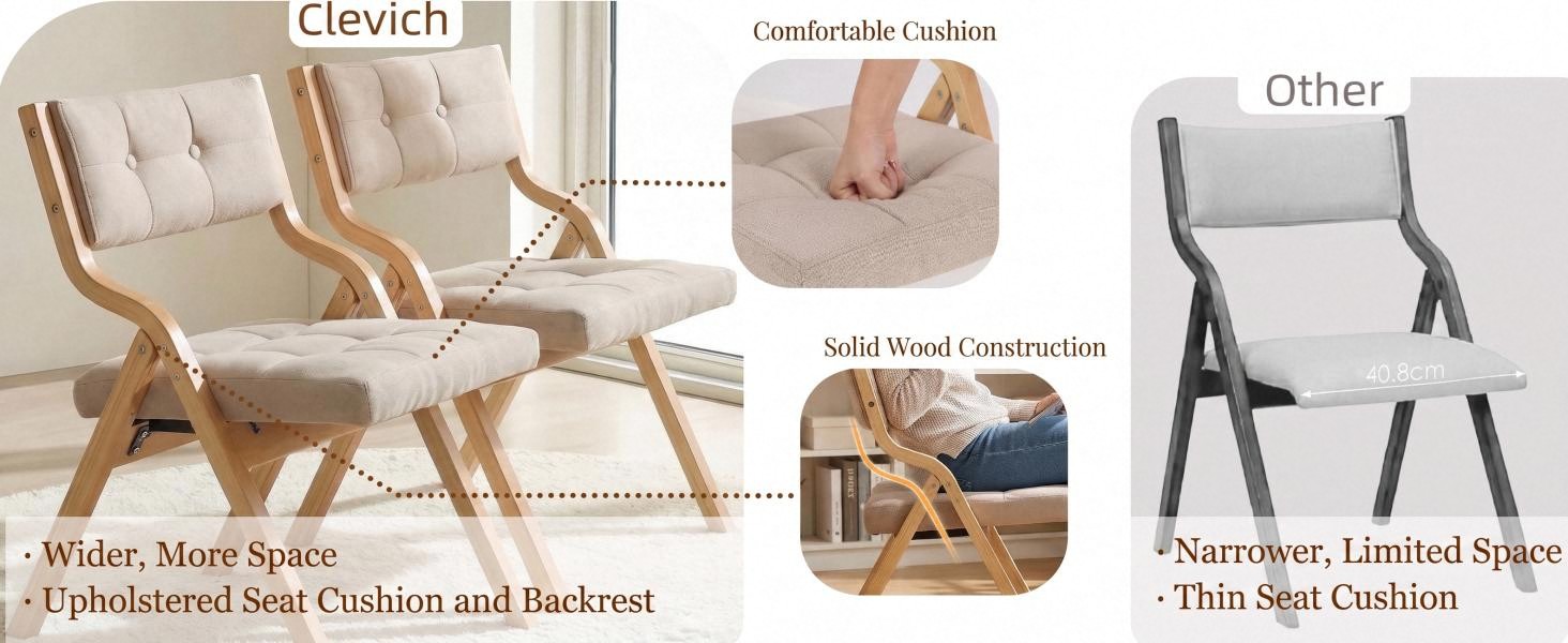 Text reads 'Couch', 'Chair', 'Soft, tiled fabric', 'All-performance cushioning', 'Premium hinged legs'. Interior furniture layout showing beige couch and gray chair with fabric and cushioning details labeled.