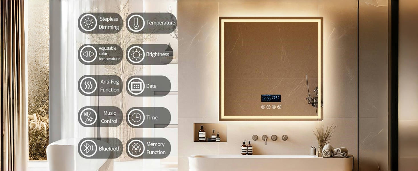 specchio Bagno con Luce Specchio Bagno LED con Bluetooth 3 Temperature Colore Dimmerabile 