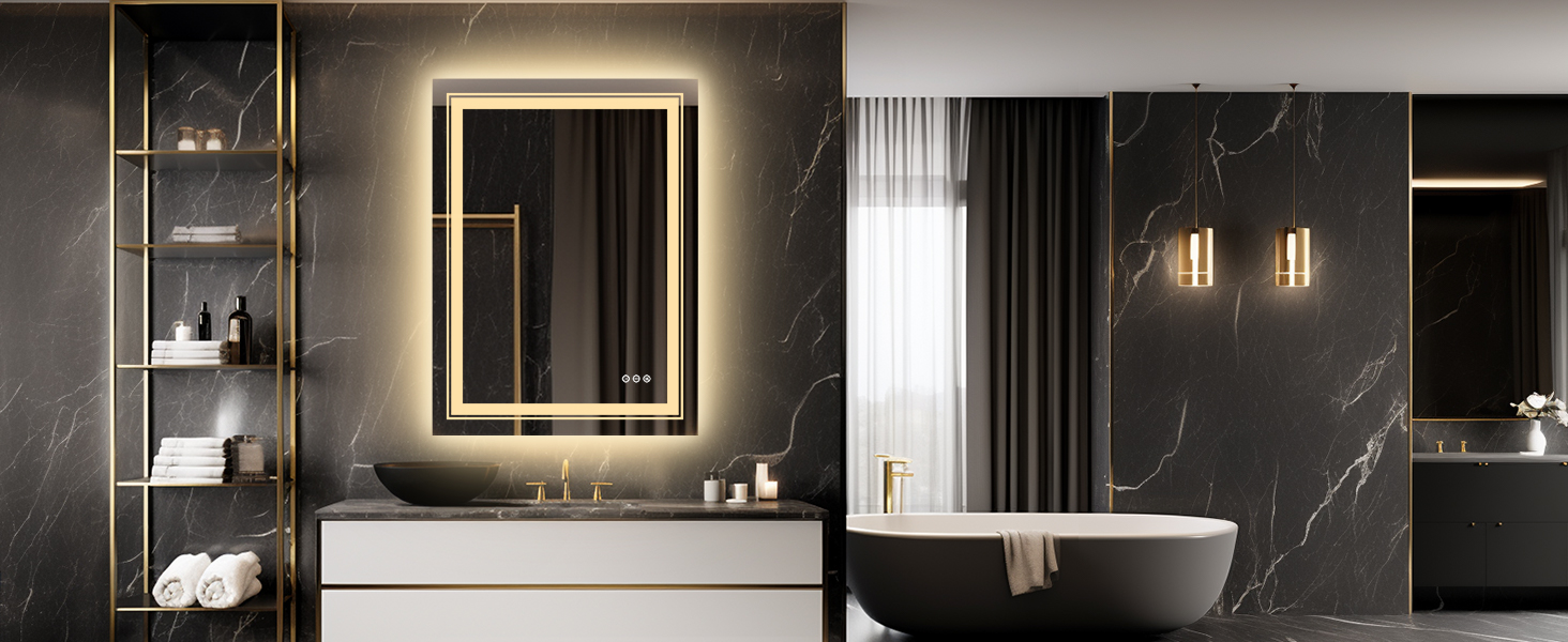 LUVODI Specchio da Bagno con LED luce da parete
