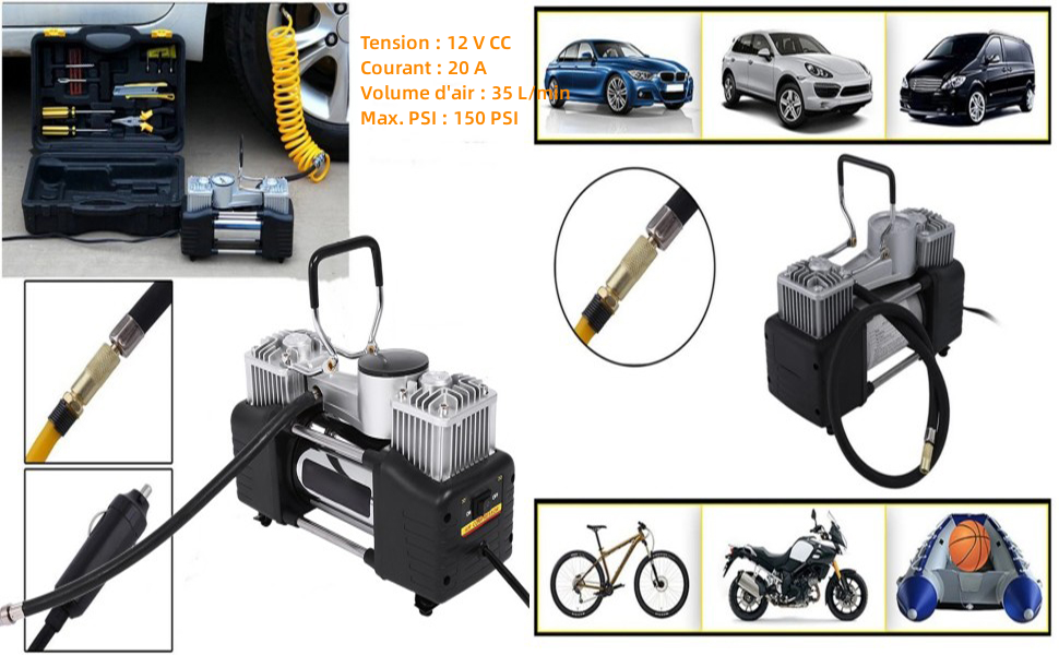 Kit de gonflage de pneus de voiture Pompe à pression