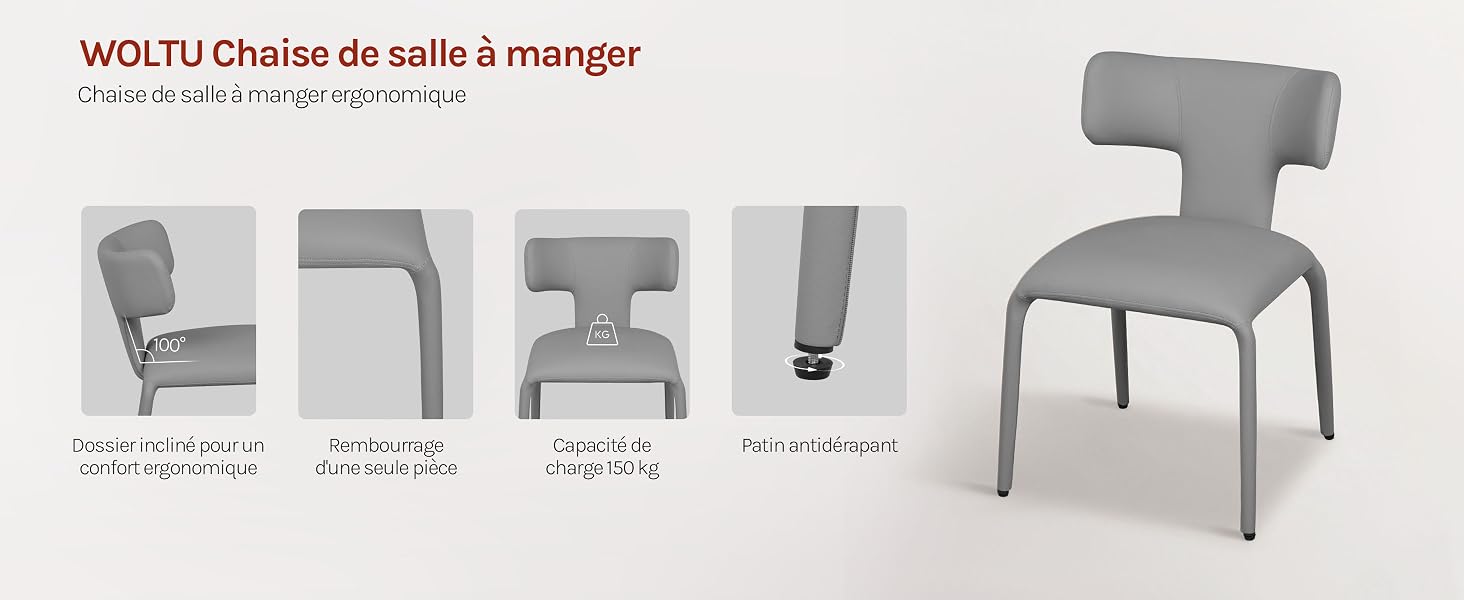 Collection d'illustrations de meubles minimalistes montrant différents modèles de chaises et de tables dans des silhouettes grises disposées en rangée.