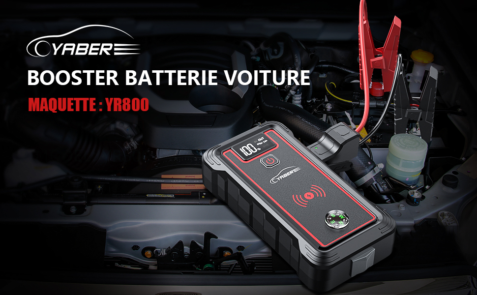 Booster de démarrage-YABER YR800-12V-2500A-23800mah-Booster Batterie  Voiture-Chargeur sans Fil-Lamp LED-Écran LCD - Cdiscount Auto