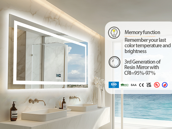 LUVODI Specchio Digitale Bluetooth Bagno LED Specchio Smart Musica Luce Parete Retroilluminato Touch