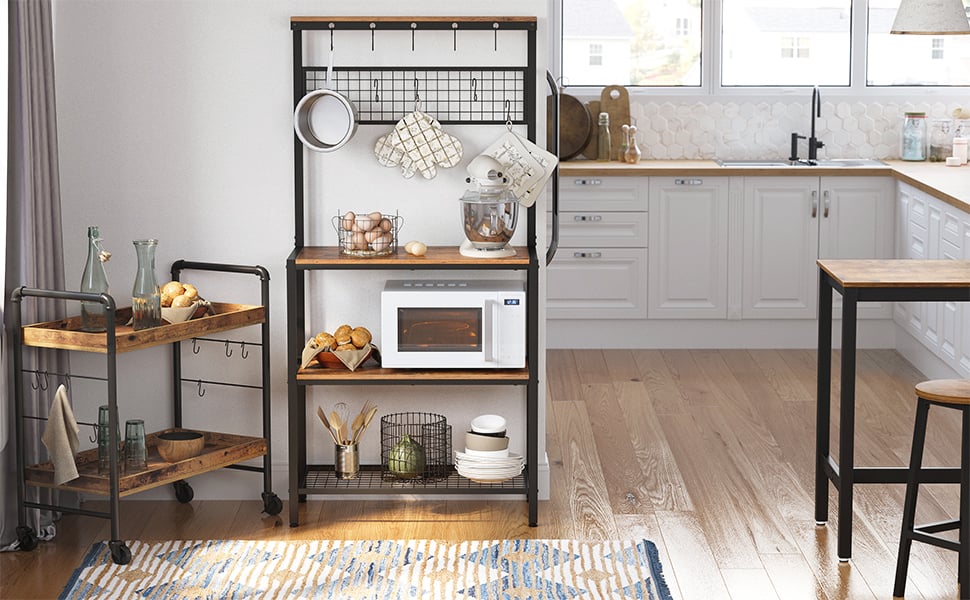 VASAGLE Estante de Cocina Industrial, Mueble de Cocina con estantes, 10