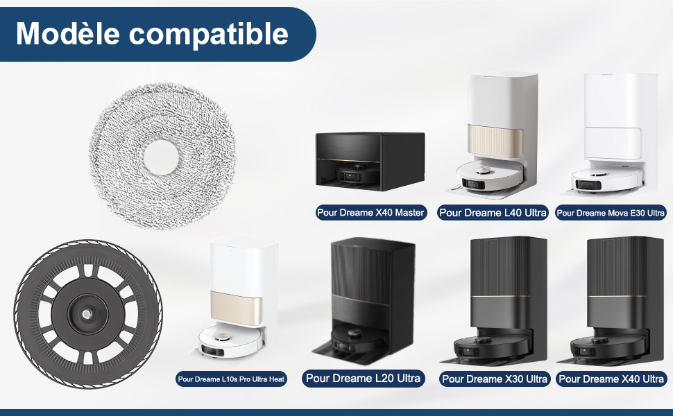 Panni di ricambio Jegehoyo con supporto per aspirapolvere Dreame X40 Ultra / L20 Ultra