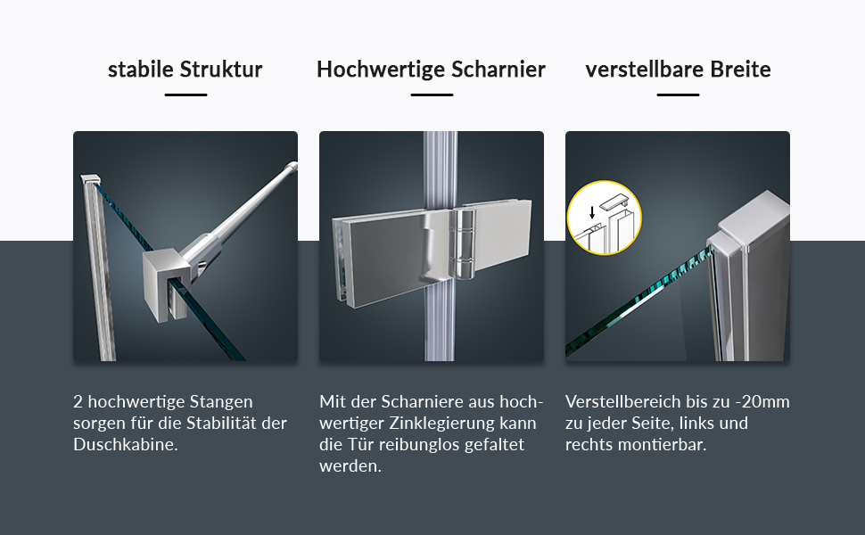 Duschkabine Eckeinstieg Pendeltür NANO Glas 80x120 195 Scharnier Duschtür Duschabtrennung Duschwand