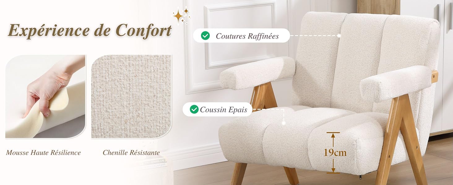 Le texte indique « Experience de Confort ». Interface ou affichage du produit présentant divers éléments et boutons interactifs dans une mise en page minimaliste.