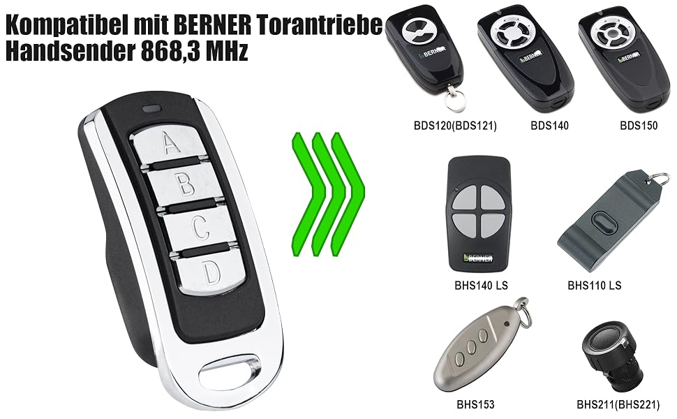 Compatible avec l'émetteur manuel Berner 868,3 MHz
