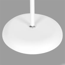 Minimalistischer weißer runder Sockel mit einer dünnen vertikalen Stange in der Mitte, möglicherweise Teil einer Lampe oder eines Ständers.