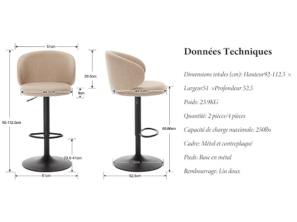 tabourets lot de 4