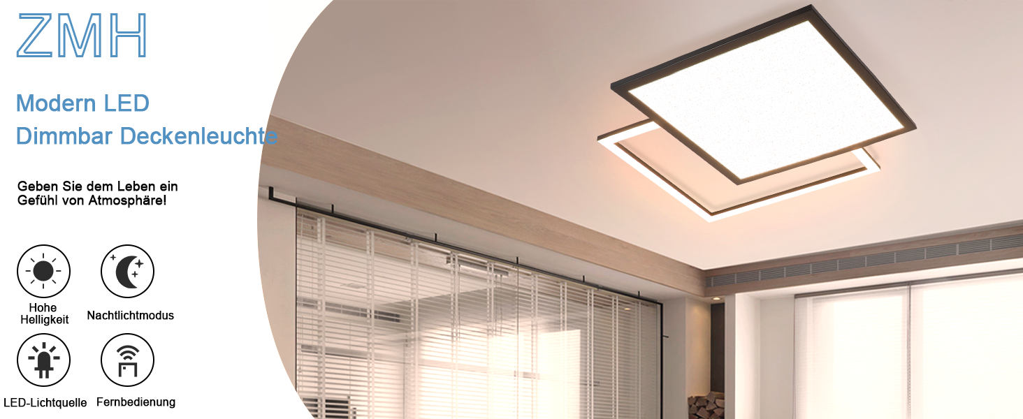 ZMH Modern LED Dimmbar Deckenleuchte