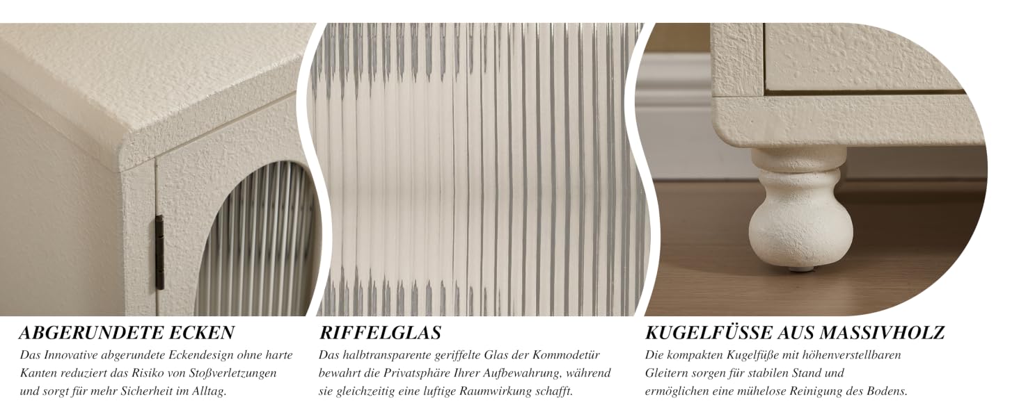 Fortsetzung der modernen Kühlerverkleidungsdesigns mit Detailansichten weißer Abdeckungen mit geometrischen Mustern an den Wänden.