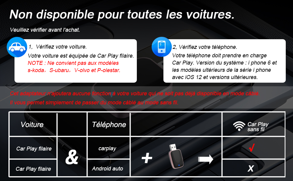 adaptateur carplay sans fil pour i phone
